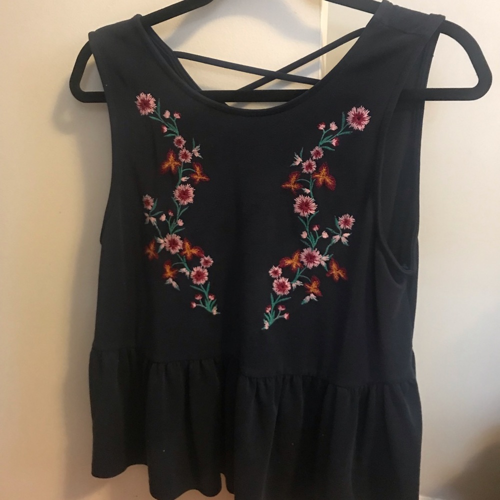 Embroidered peplum tank!